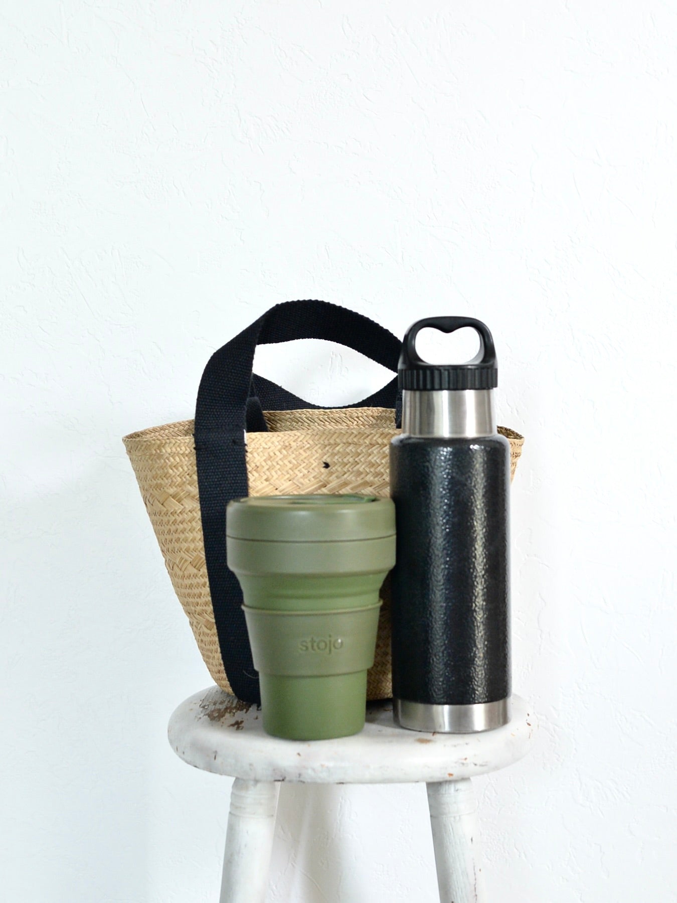 GUANABANA テープハンドル 2way かごバッグ Black & Navy