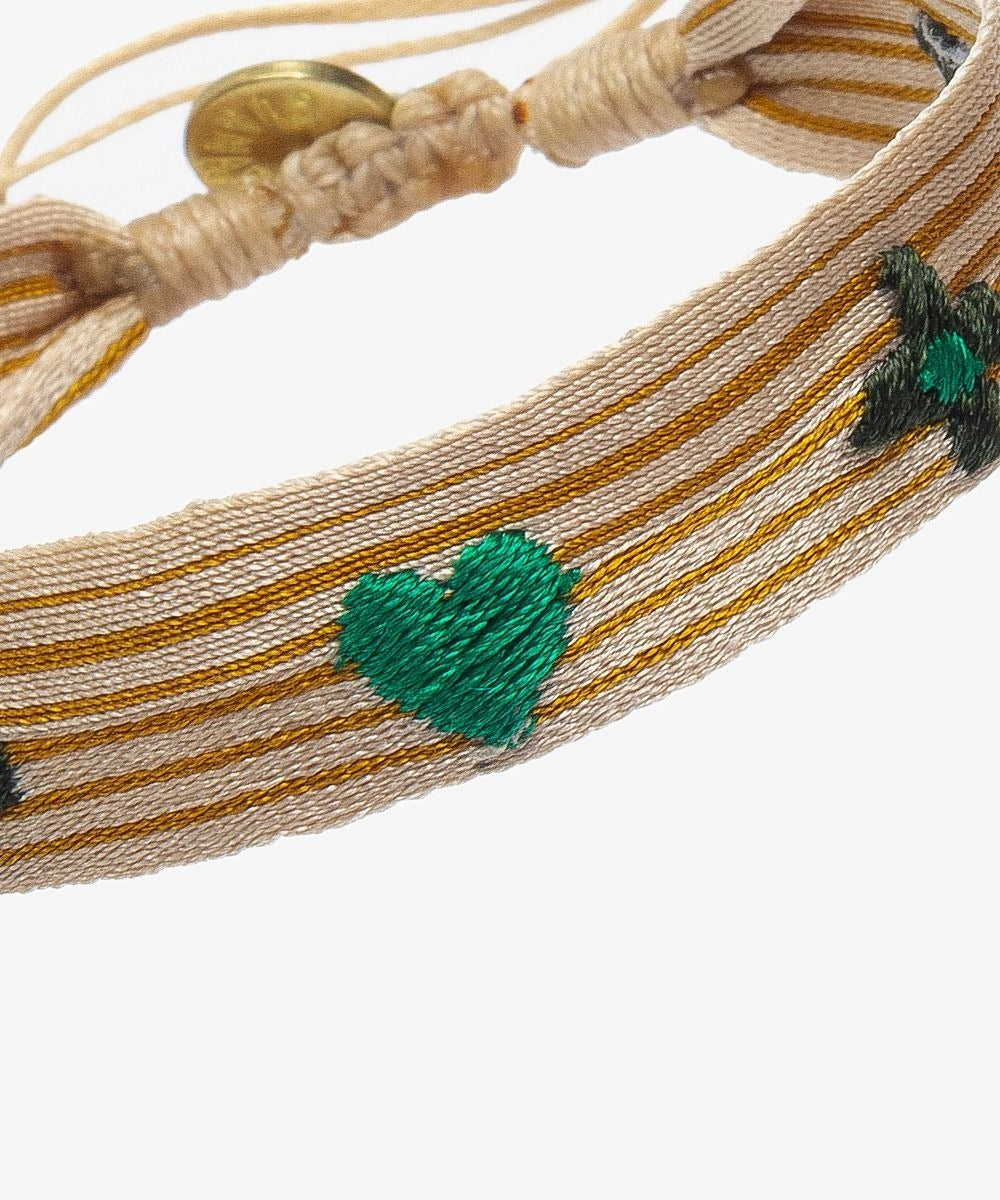 GUANABANA 手織りブレスレット MANTRA BEIGE & MUSTARD STRIPES