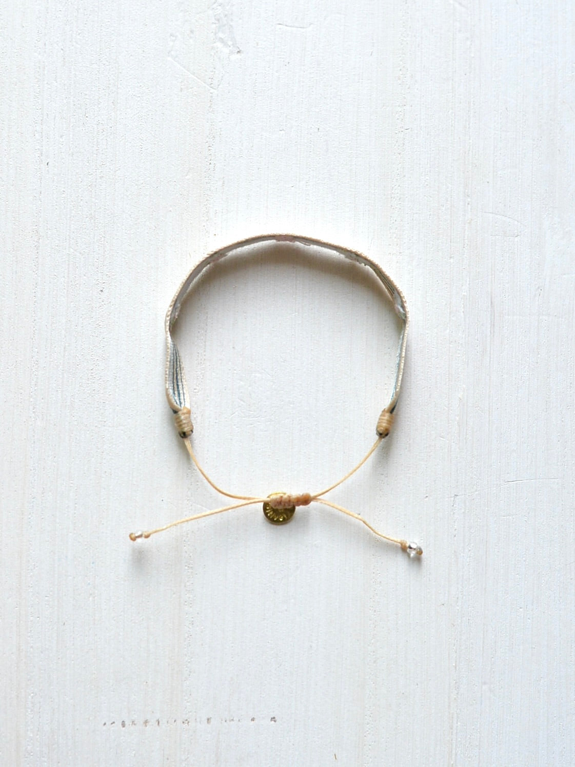 【残り1点】GUANABANA 手織りブレスレット MANTRA BEIGE & JADE GREEN STRIPES