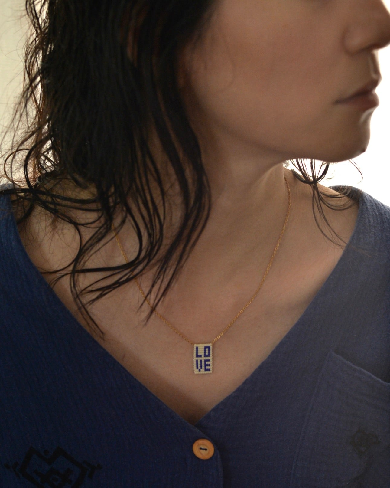 【再入荷予定】LOVE ビーズネックレス Blue