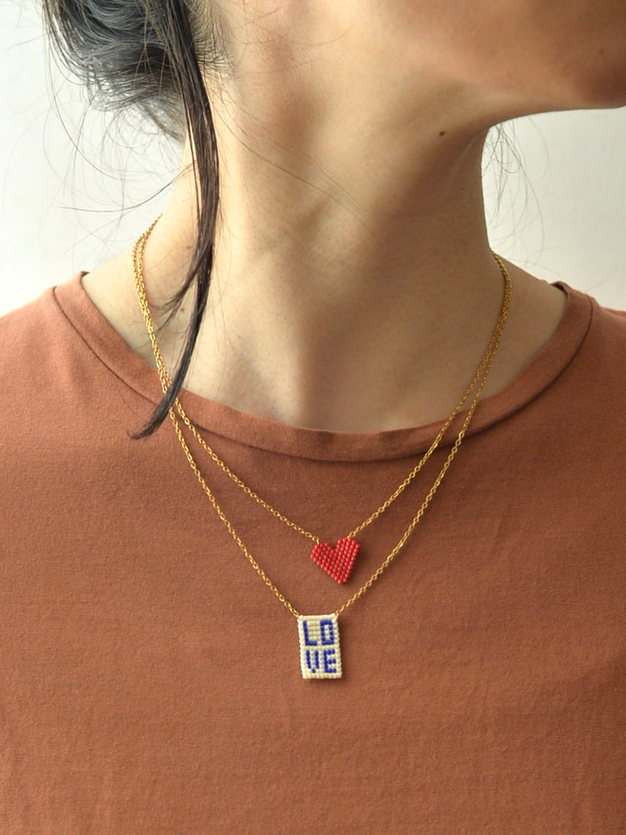 ハート ビーズネックレス