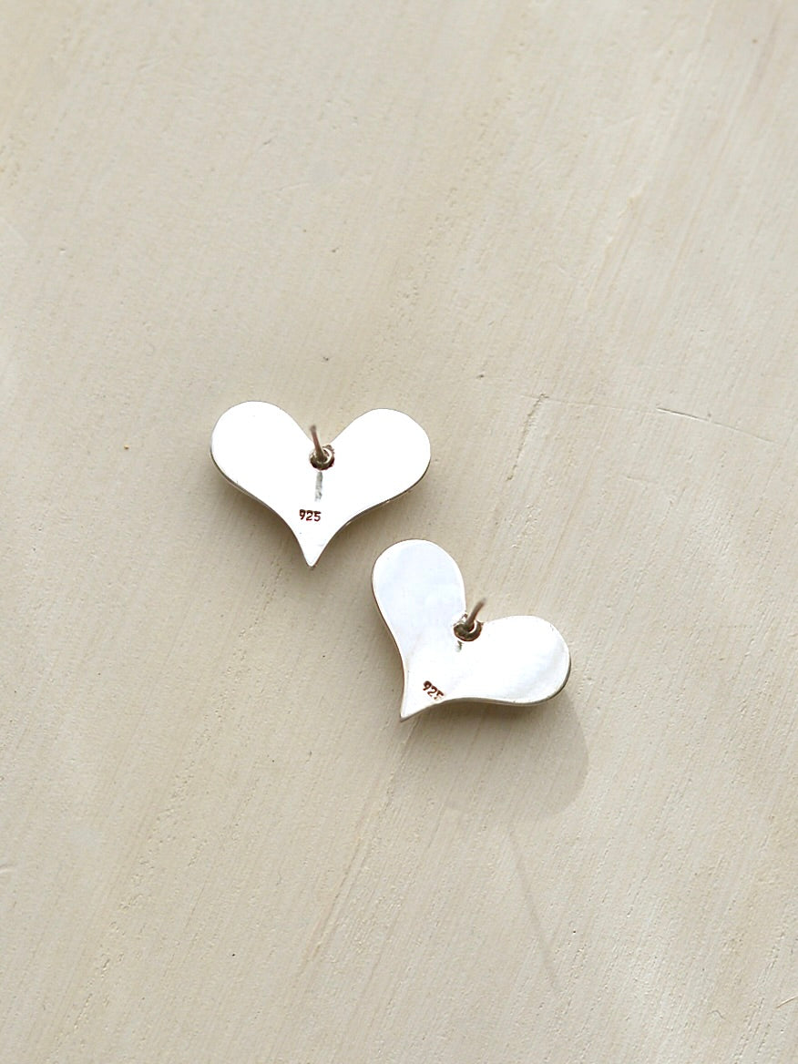 Mexican Silver925 ハートスタッドピアスM