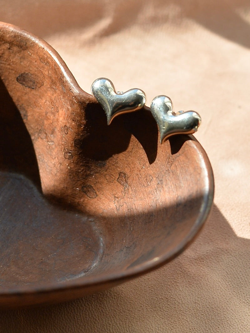 Mexican Silver925 ハートスタッドピアスM