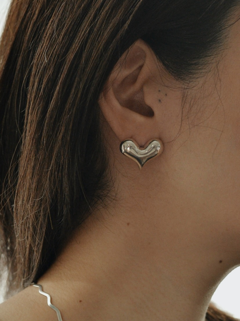 Mexican Silver925 ハートスタッドピアスM