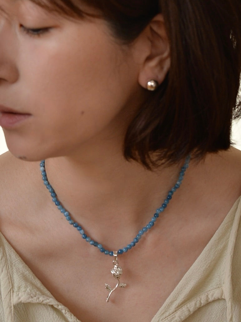 Mexican Silver925 La rosa アクアマリン&オパール ネックレス