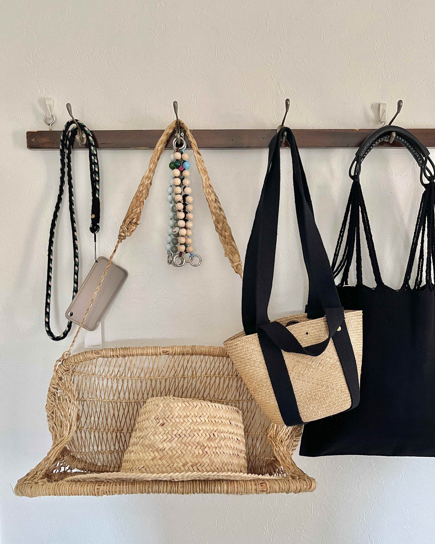 GUANABANA テープハンドル 2way かごバッグ Black & Navy