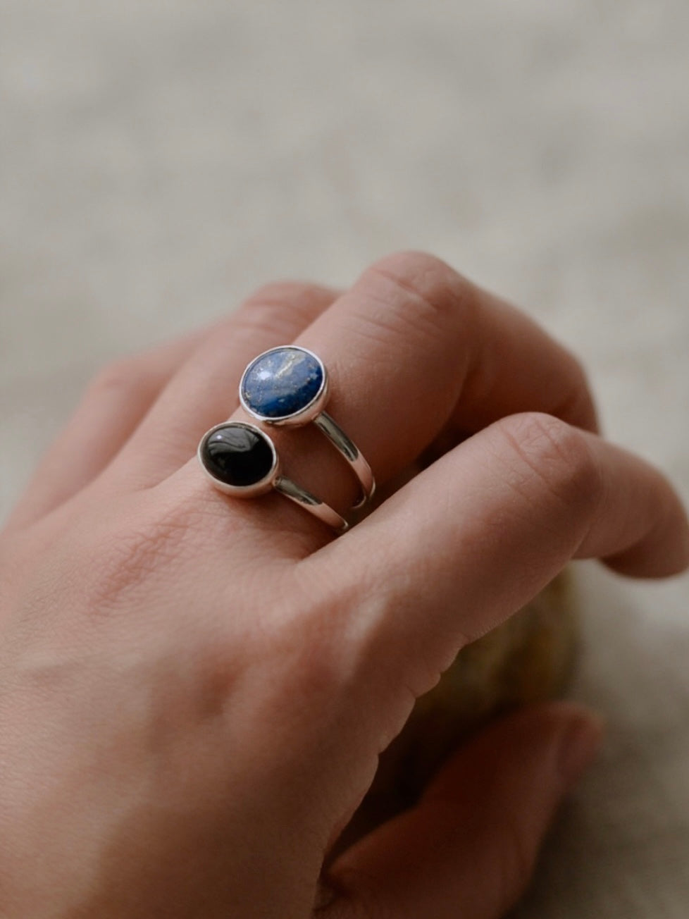 Mexican Silver925 ダブルストーンリング