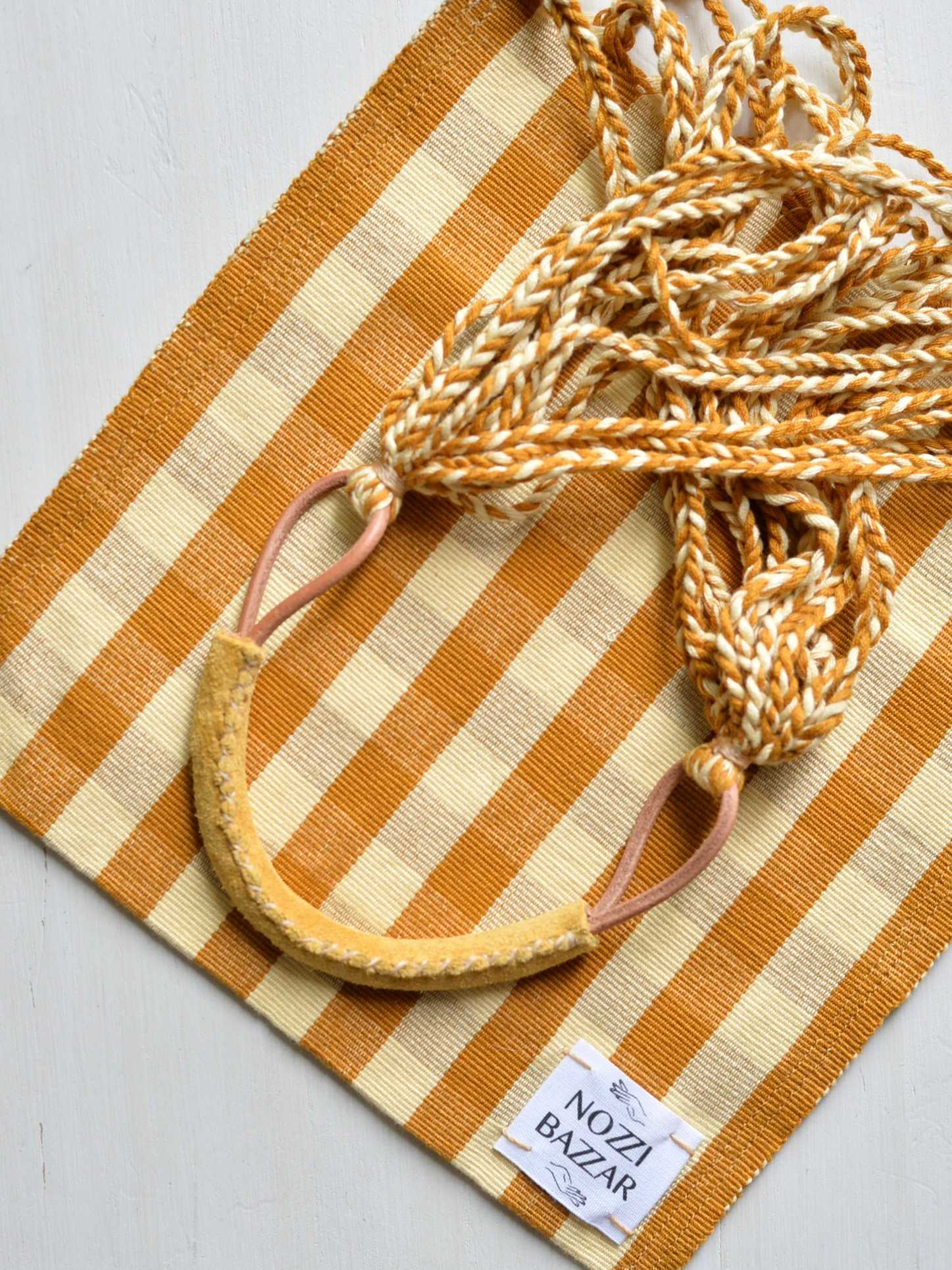 【残り1点】メキシコ ハンモックバッグ レザーハンドル S【MUSTARD】