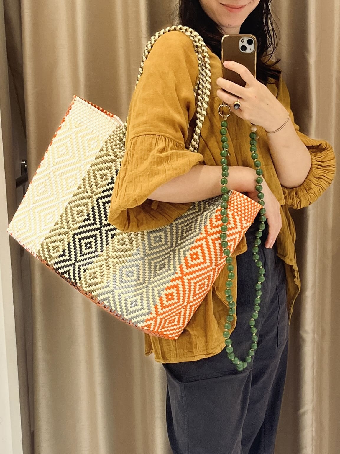 【残り1点】メキシコ メルカドバッグ XL ロングハンドル