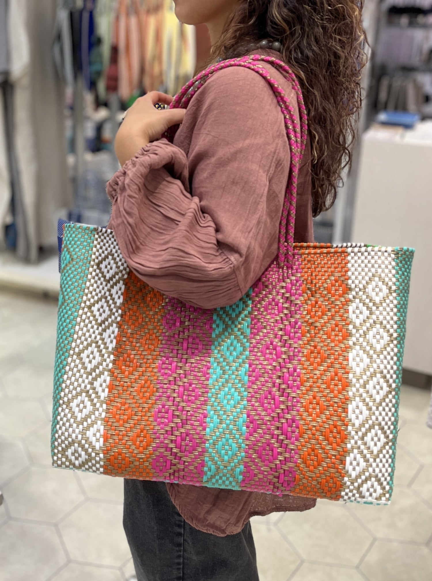 【残り1点】メキシコ メルカドバッグ XL ロングハンドル