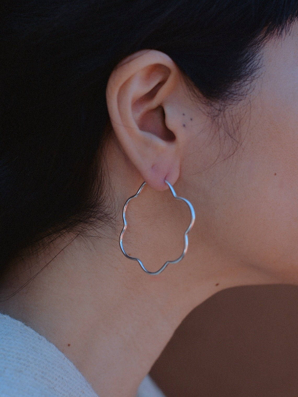 Mexican Silver925 フープピアス フラワー