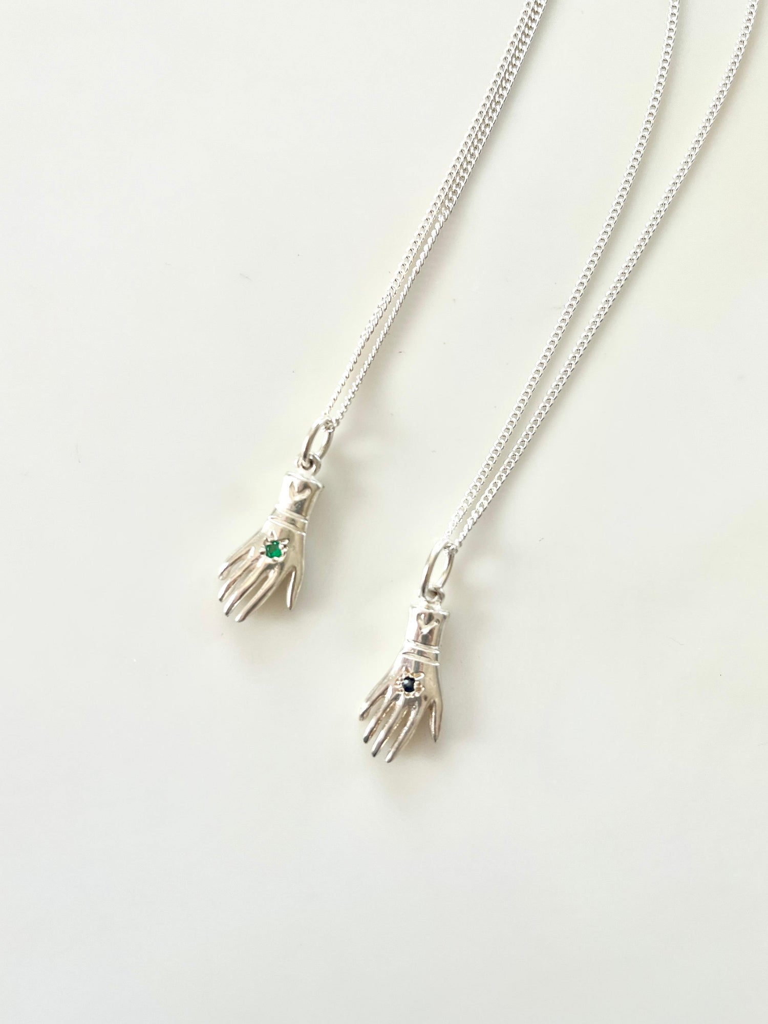 Mexican Silver925 Handネックレス エメラルド/サファイア