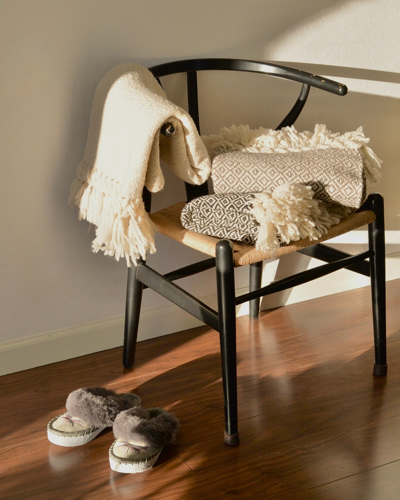 メキシコ ウール 大判ショール ホワイト