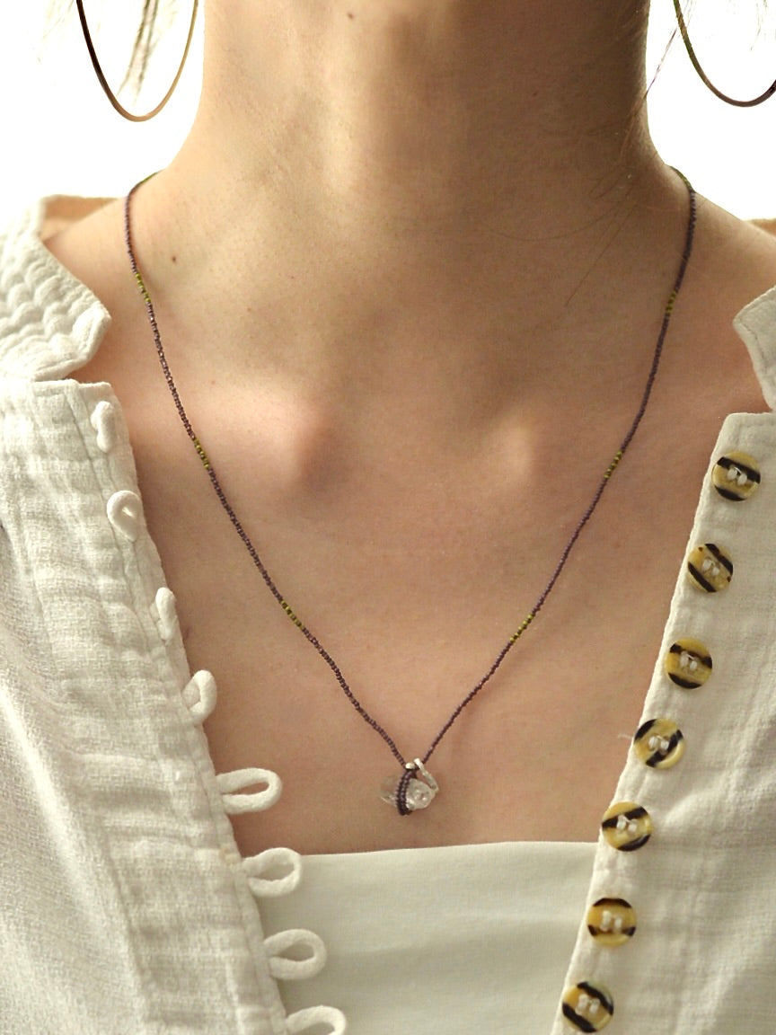 ハーキマーダイヤモンド ビーズネックレス