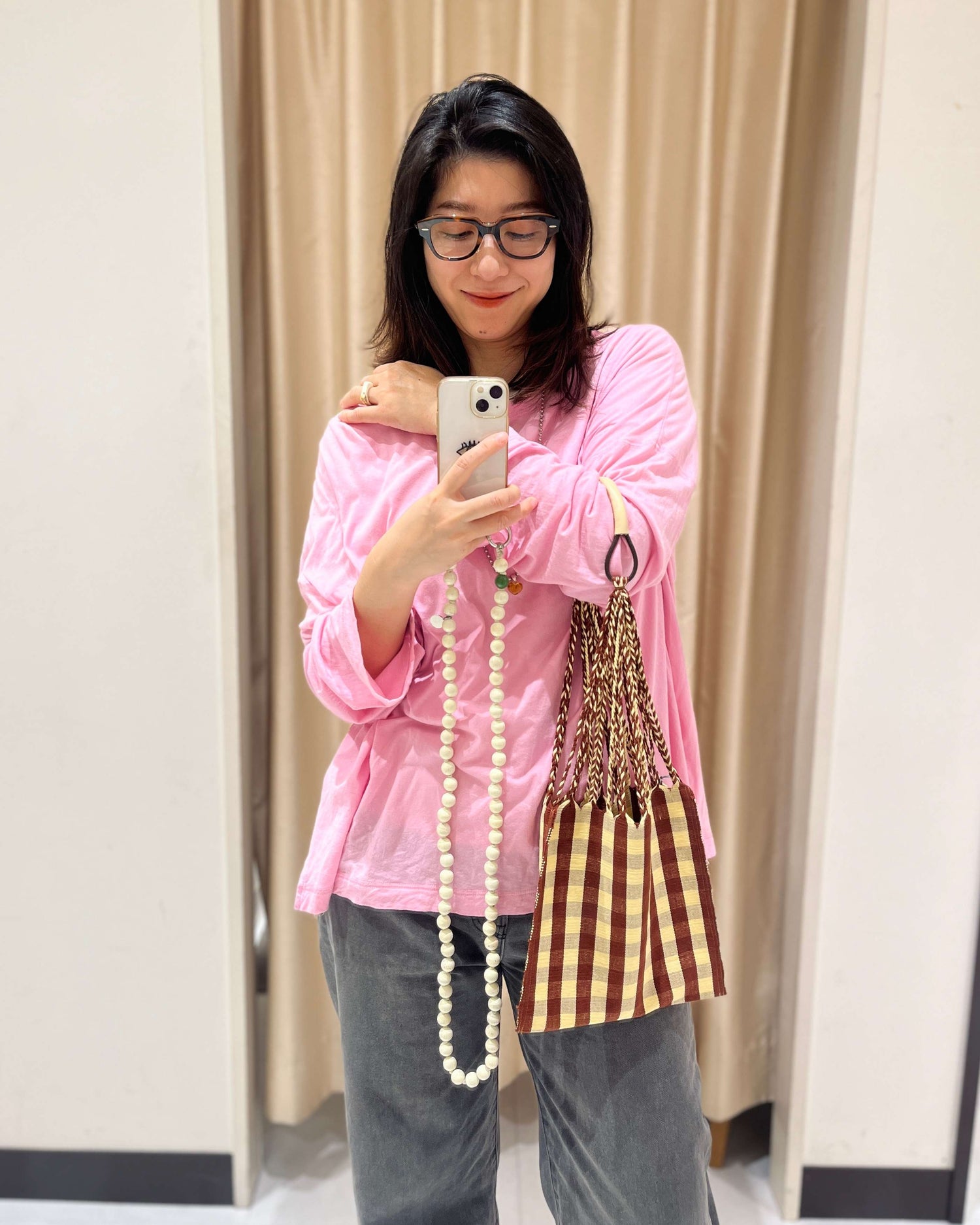 メキシコ ハンモックバッグ レザーハンドル S【BROWN】