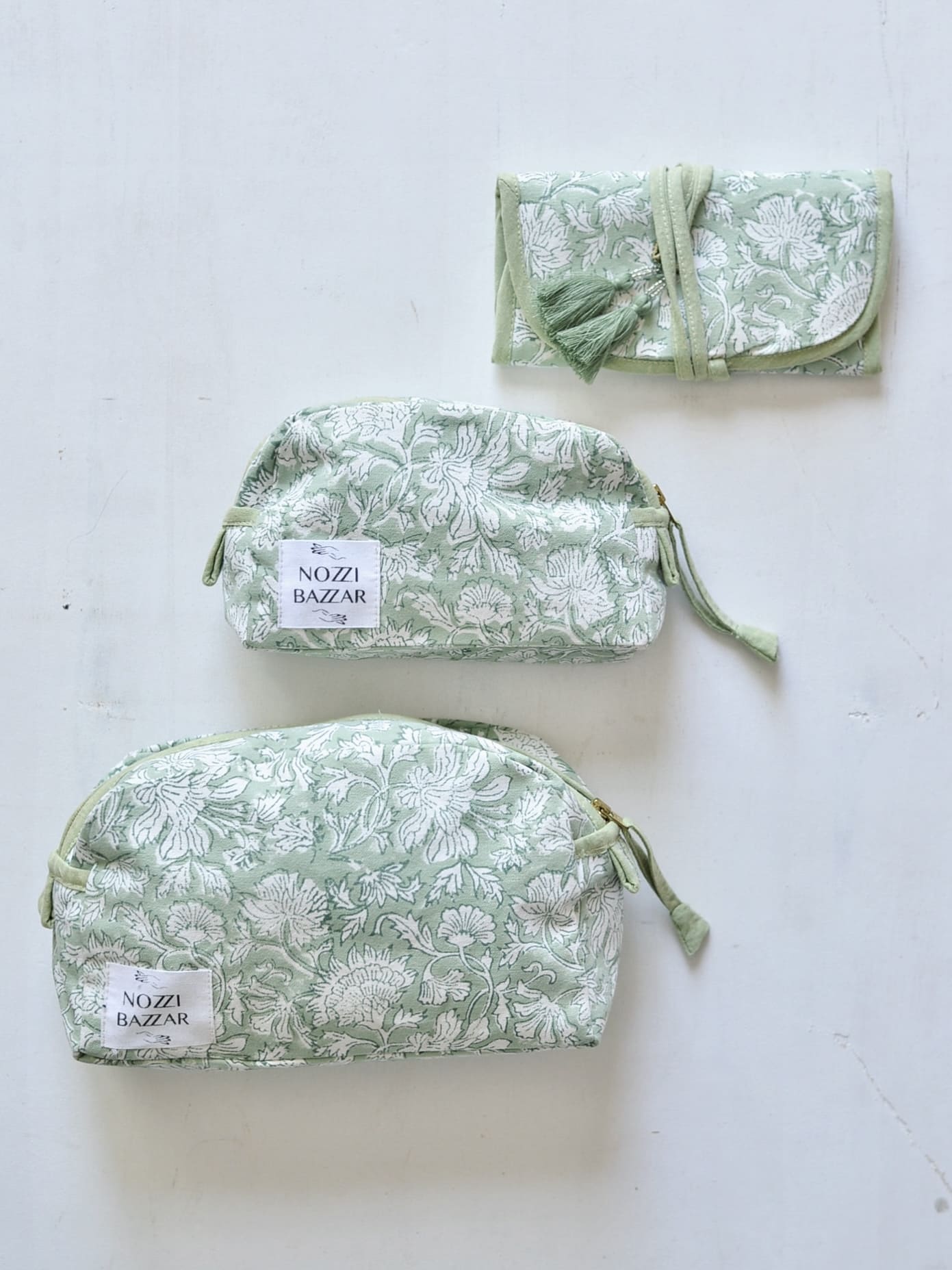 ブロックプリント コットンポーチ