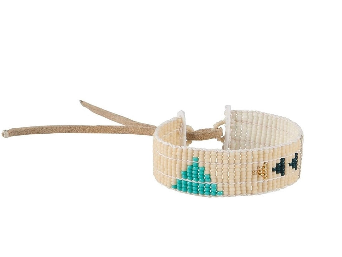 ビーズブレスレット トライアングル ターコイズ&バーガンディ