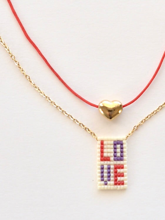 【再入荷】LOVE ビーズネックレス マルチカラー