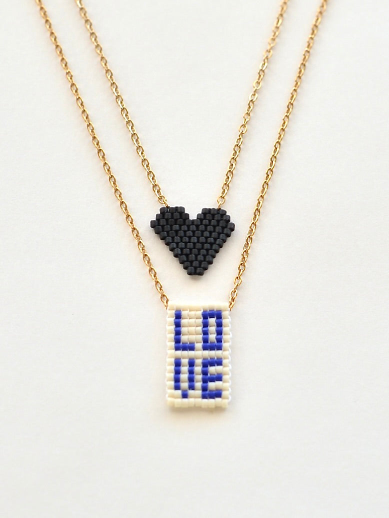【再入荷】LOVE ビーズネックレス Blue