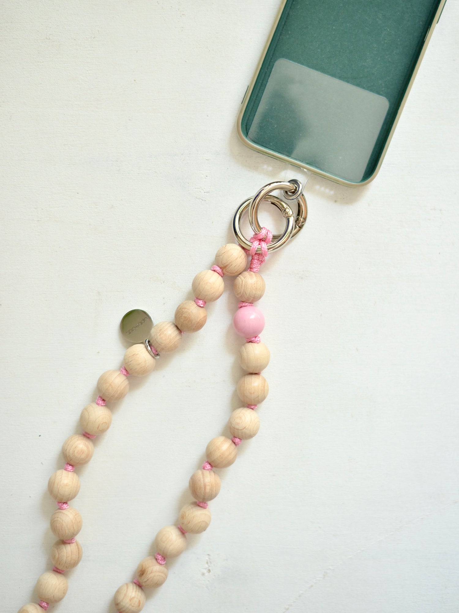 【2 월 24 일 발송 예정】 upbeads 업 비즈 스마트 폰 숄더 휴대 스트랩 우드 핑크