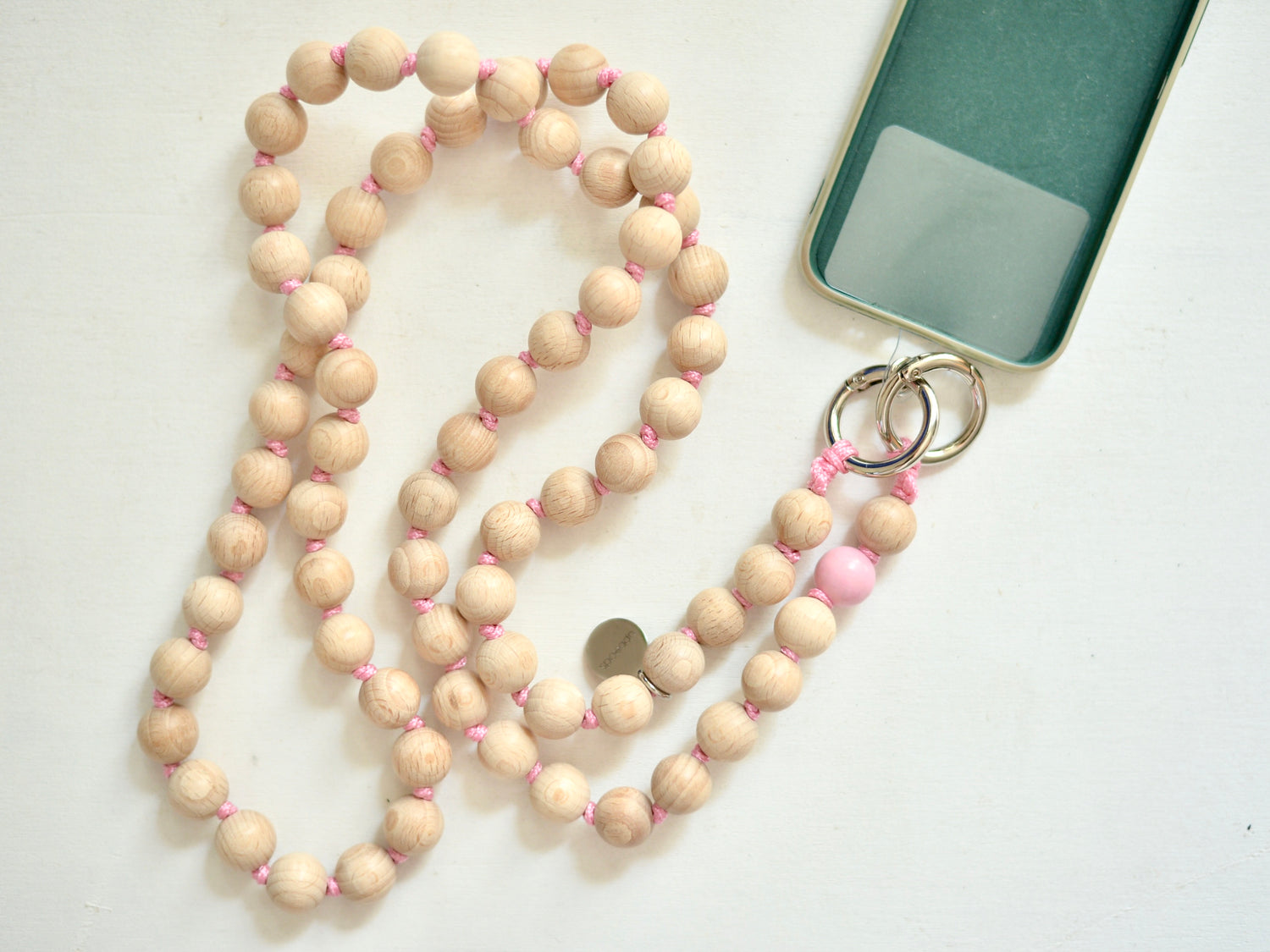 【2 월 24 일 발송 예정】 upbeads 업 비즈 스마트 폰 숄더 휴대 스트랩 우드 핑크