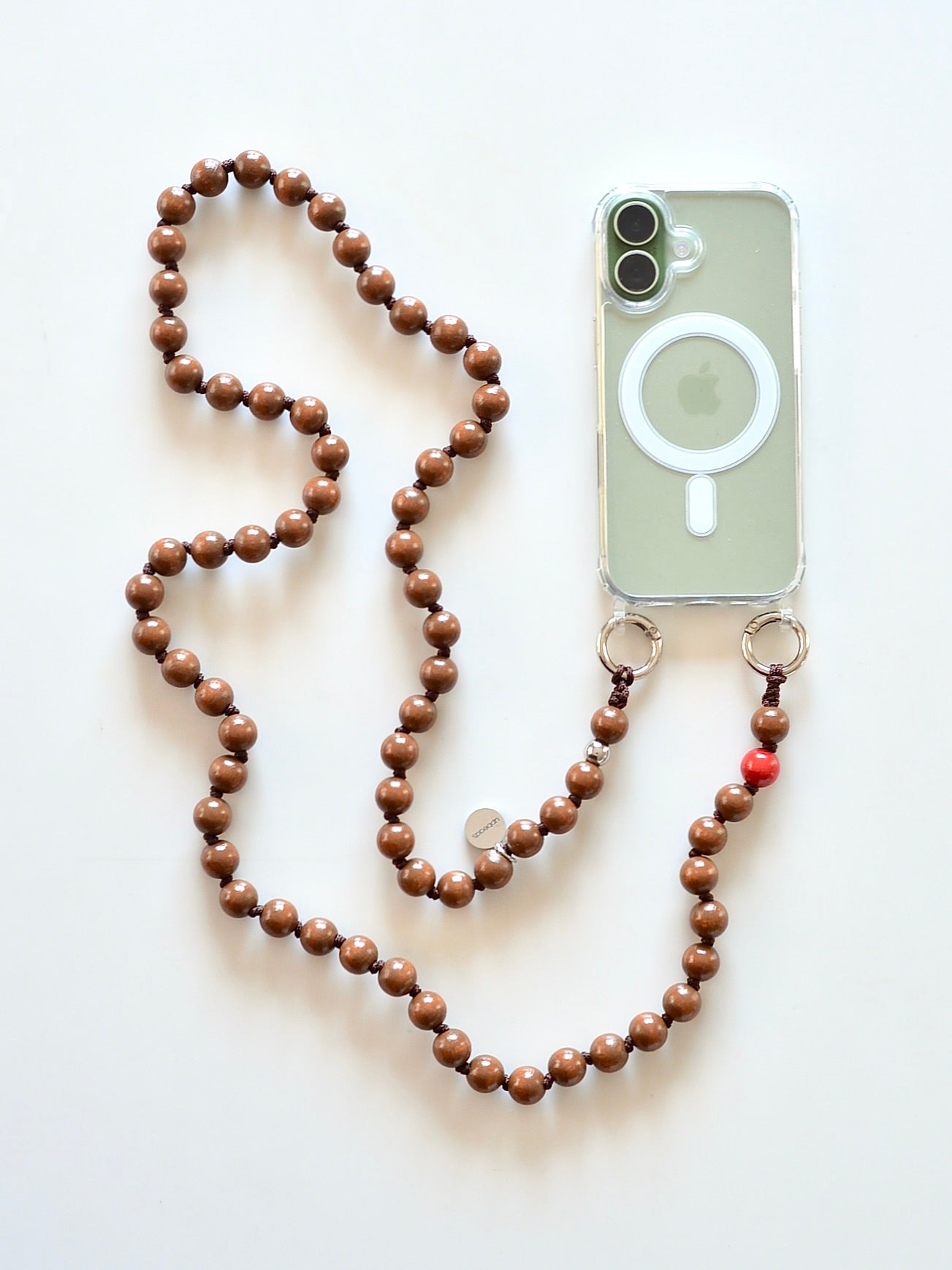 upbeads アップビーズスマホショルダー 携帯ストラップ 【モカ×レッド