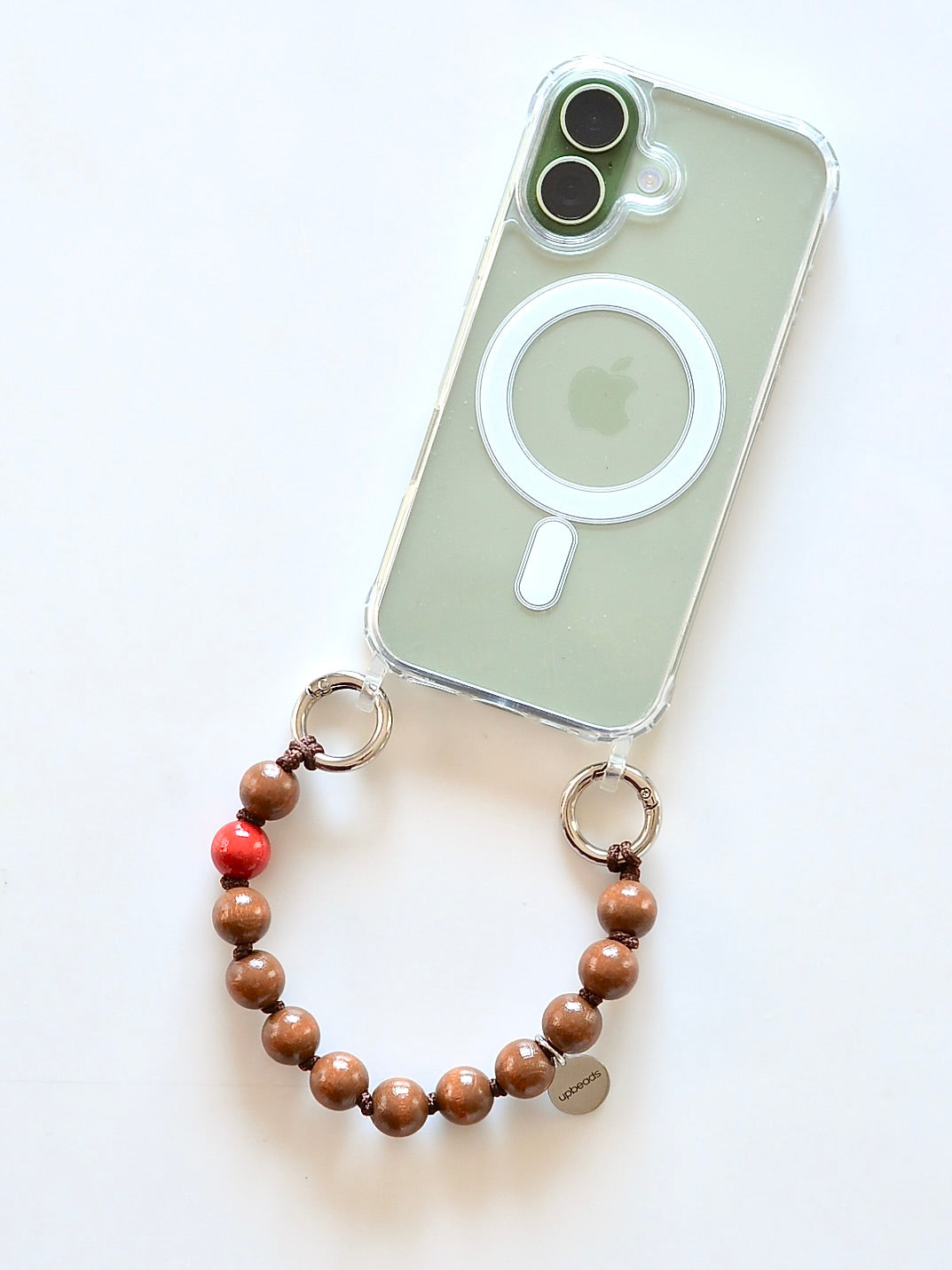 upbeads アップビーズ スマホストラップ MINI【モカ×レッド】別注