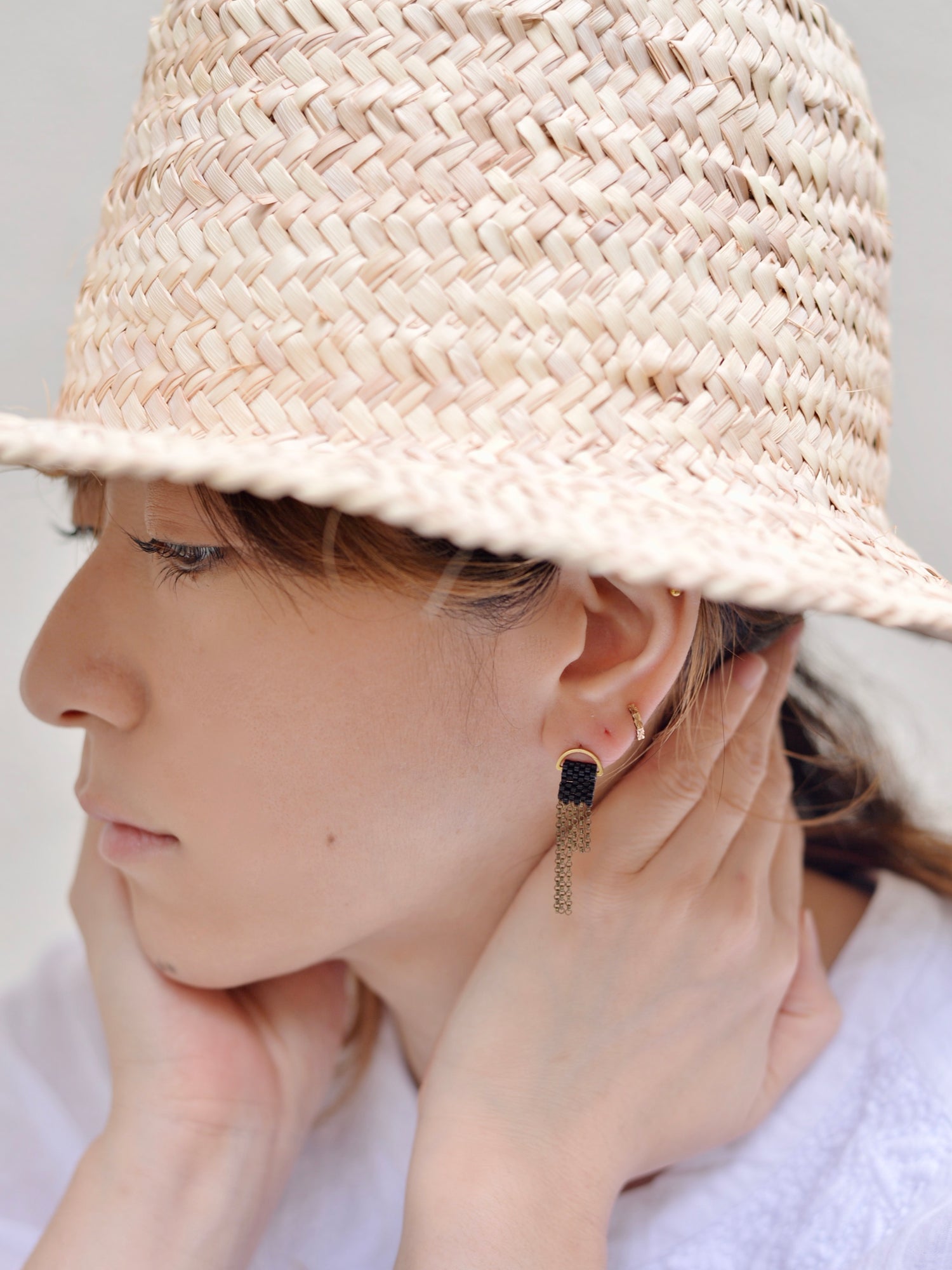 真鍮ビーズ チェーンピアス