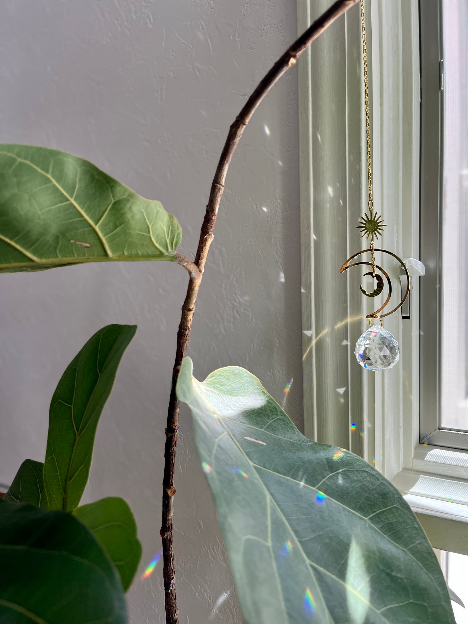 ハーフムーン&サン クリスタル サンキャッチャー