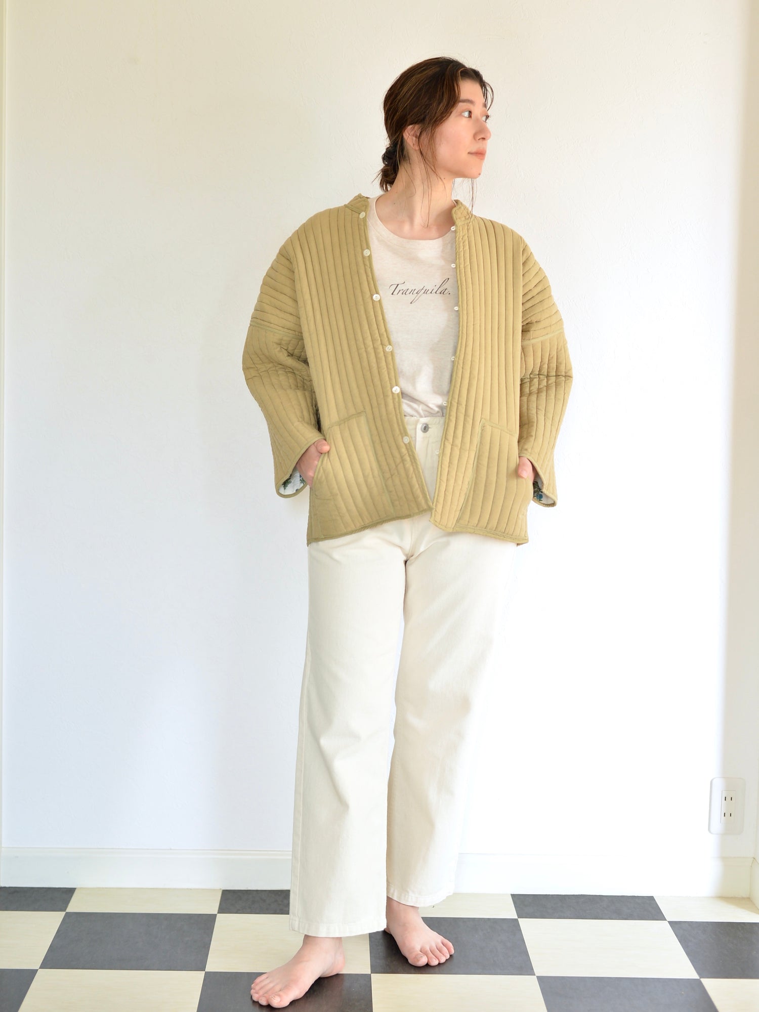 リバーシブル キルティング ジャケット グリーン