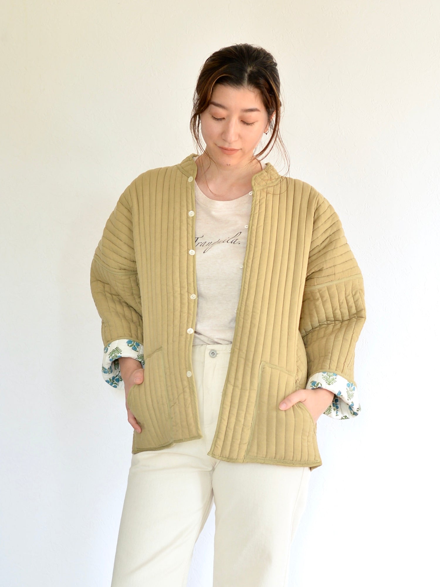 リバーシブル キルティング ジャケット グリーン