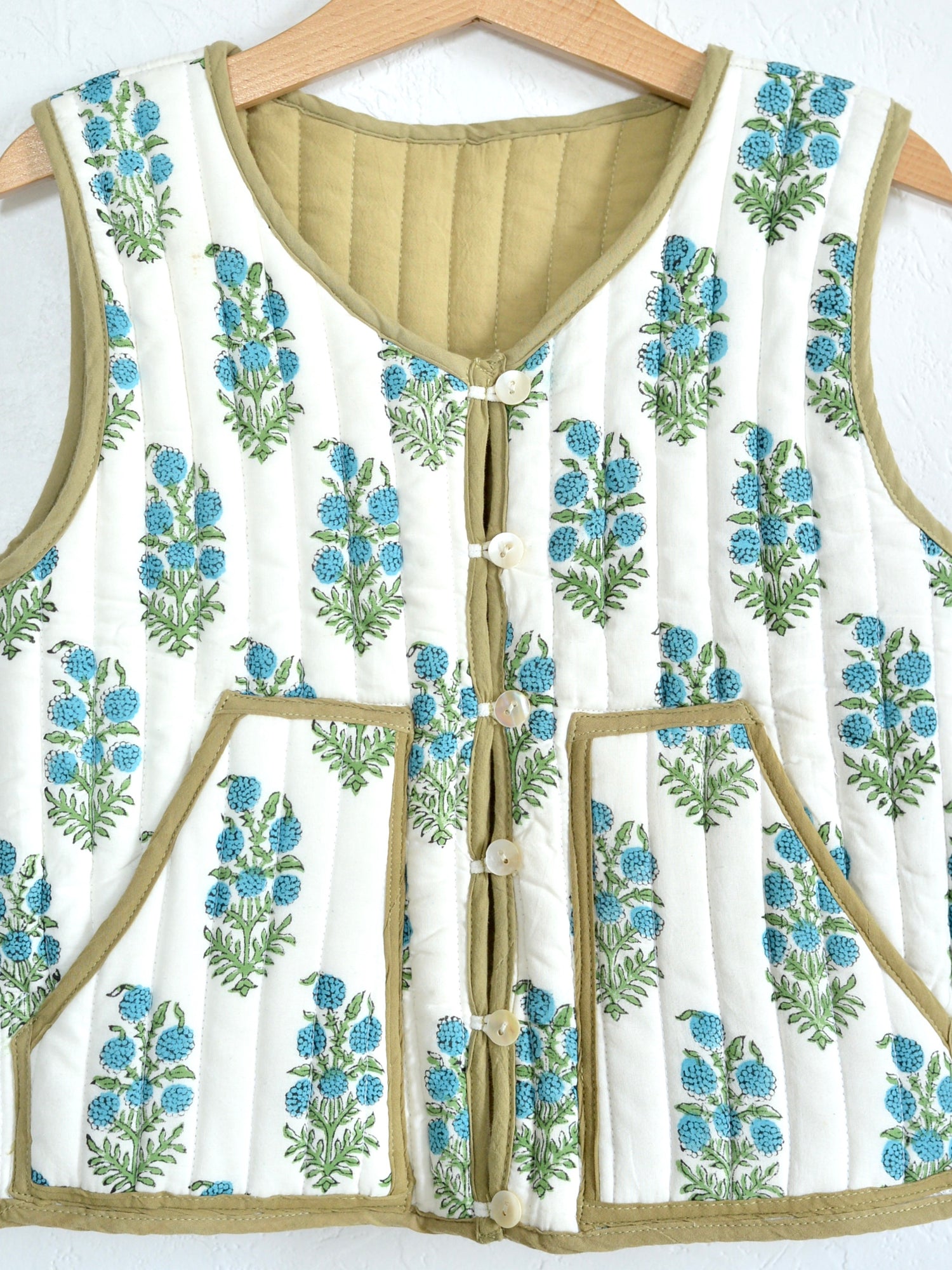 Kids 리버시블 퀼팅 베스트 그린