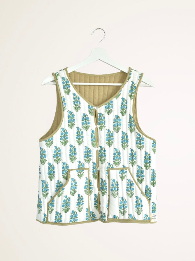 リバーシブル キルティング ベスト グリーン