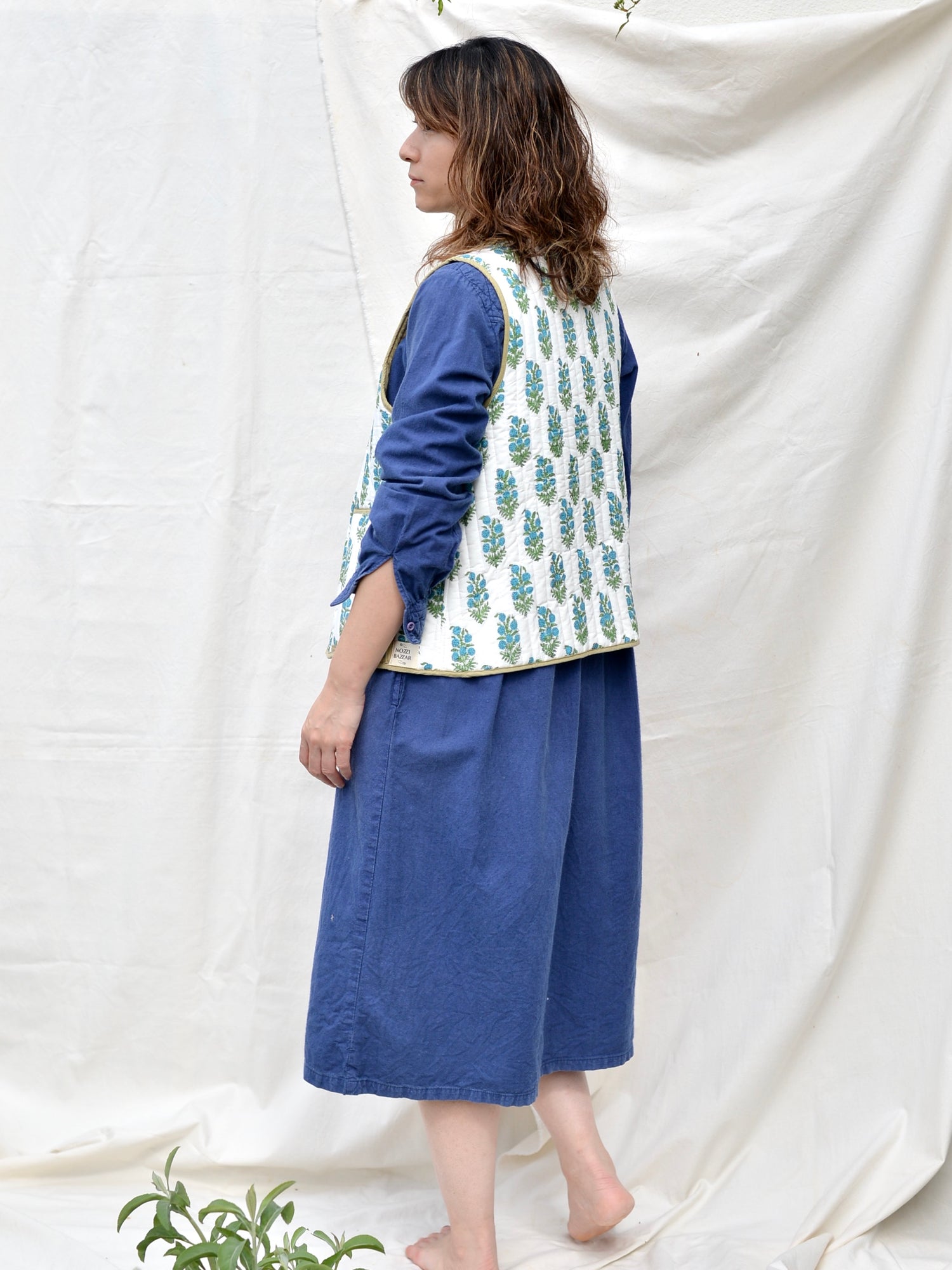 リバーシブル キルティング ベスト グリーン