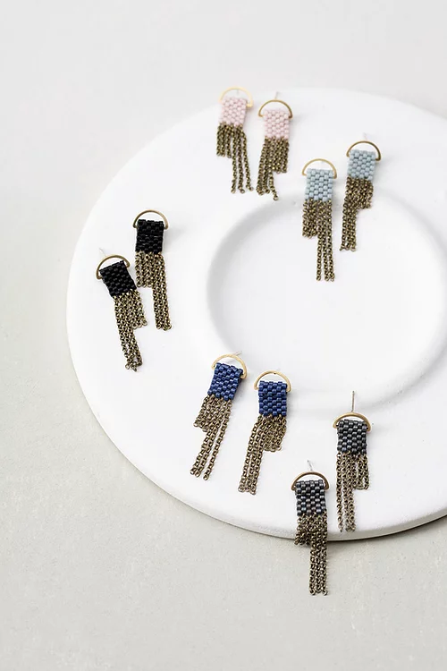 真鍮ビーズ チェーンピアス