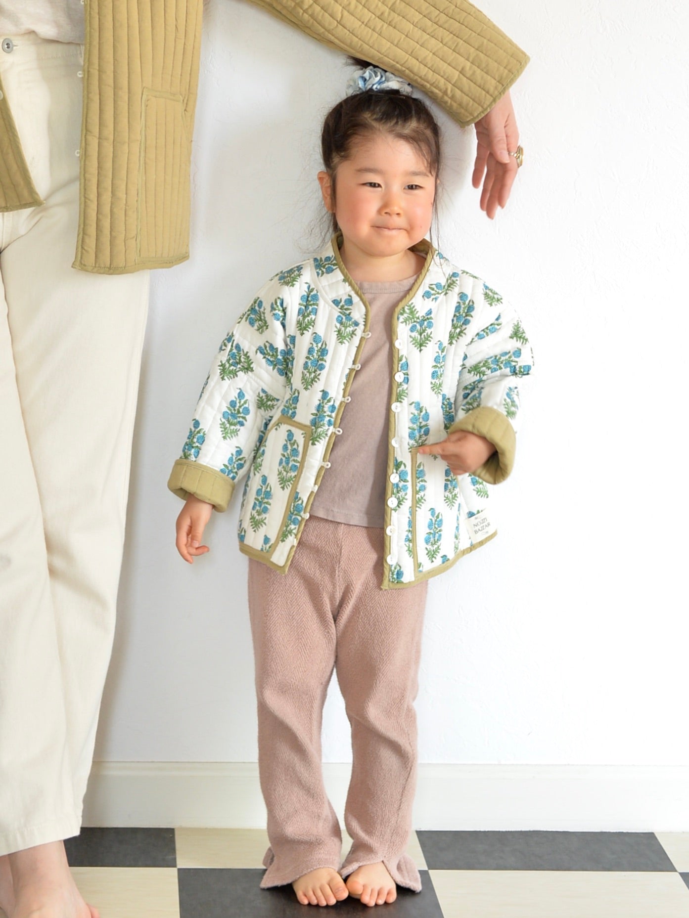 Kids 리버시블 퀼팅 재킷 그린