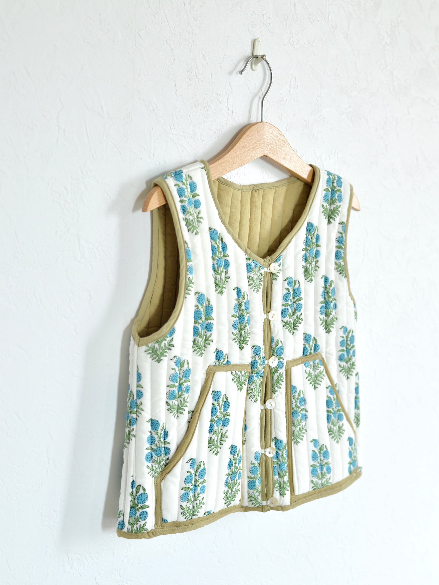 Kids 리버시블 퀼팅 베스트 그린