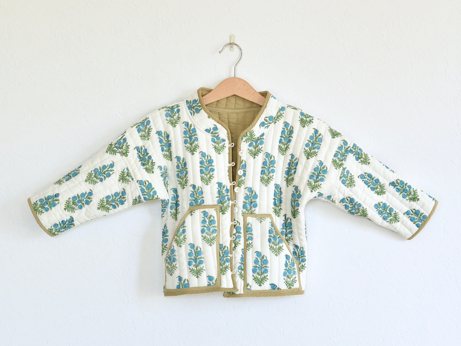 Kids 리버시블 퀼팅 재킷 그린