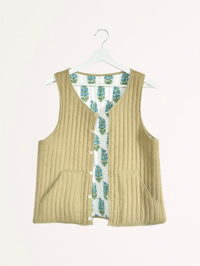 リバーシブル キルティング ベスト グリーン