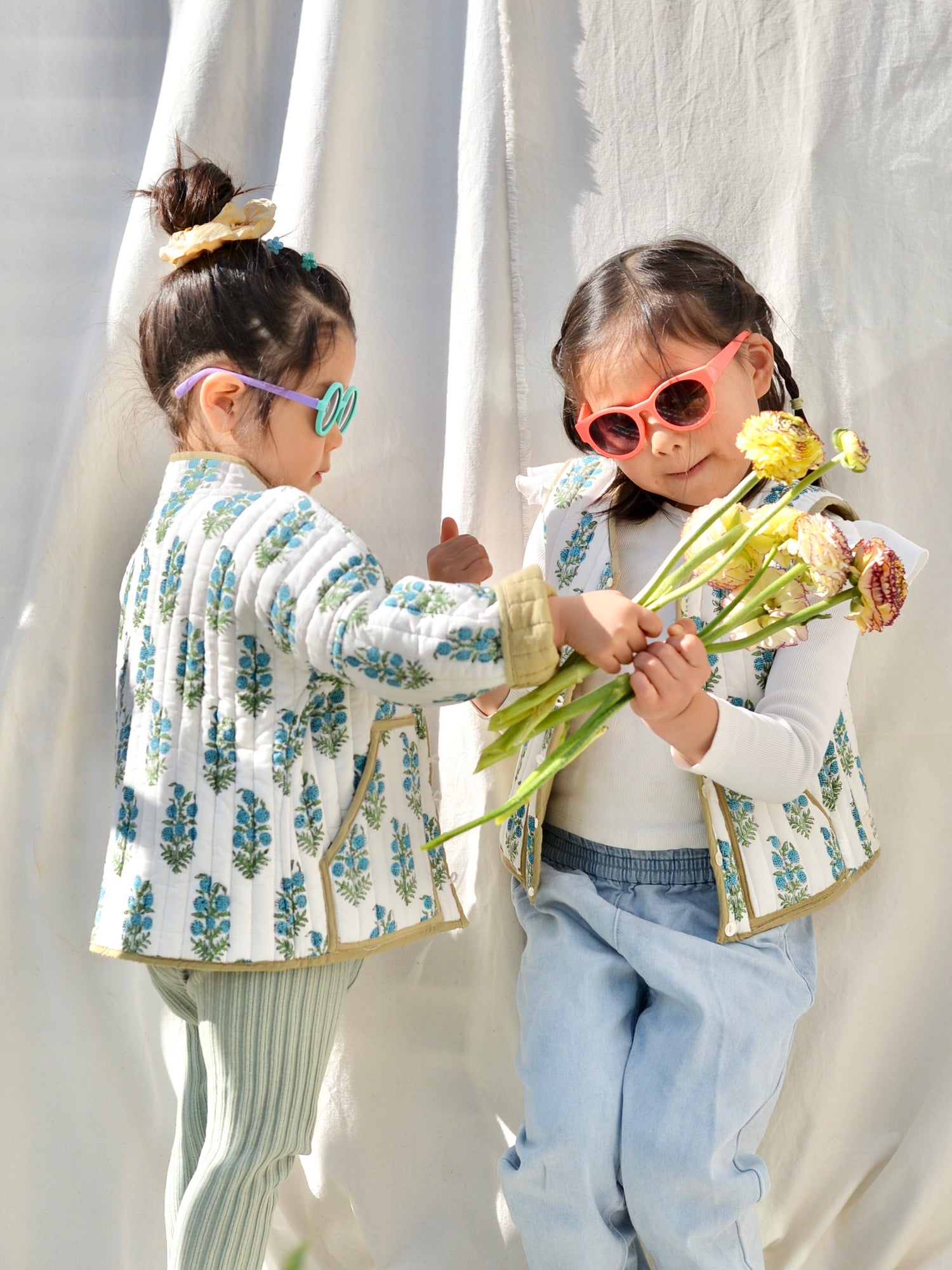 Kids 리버시블 퀼팅 베스트 그린