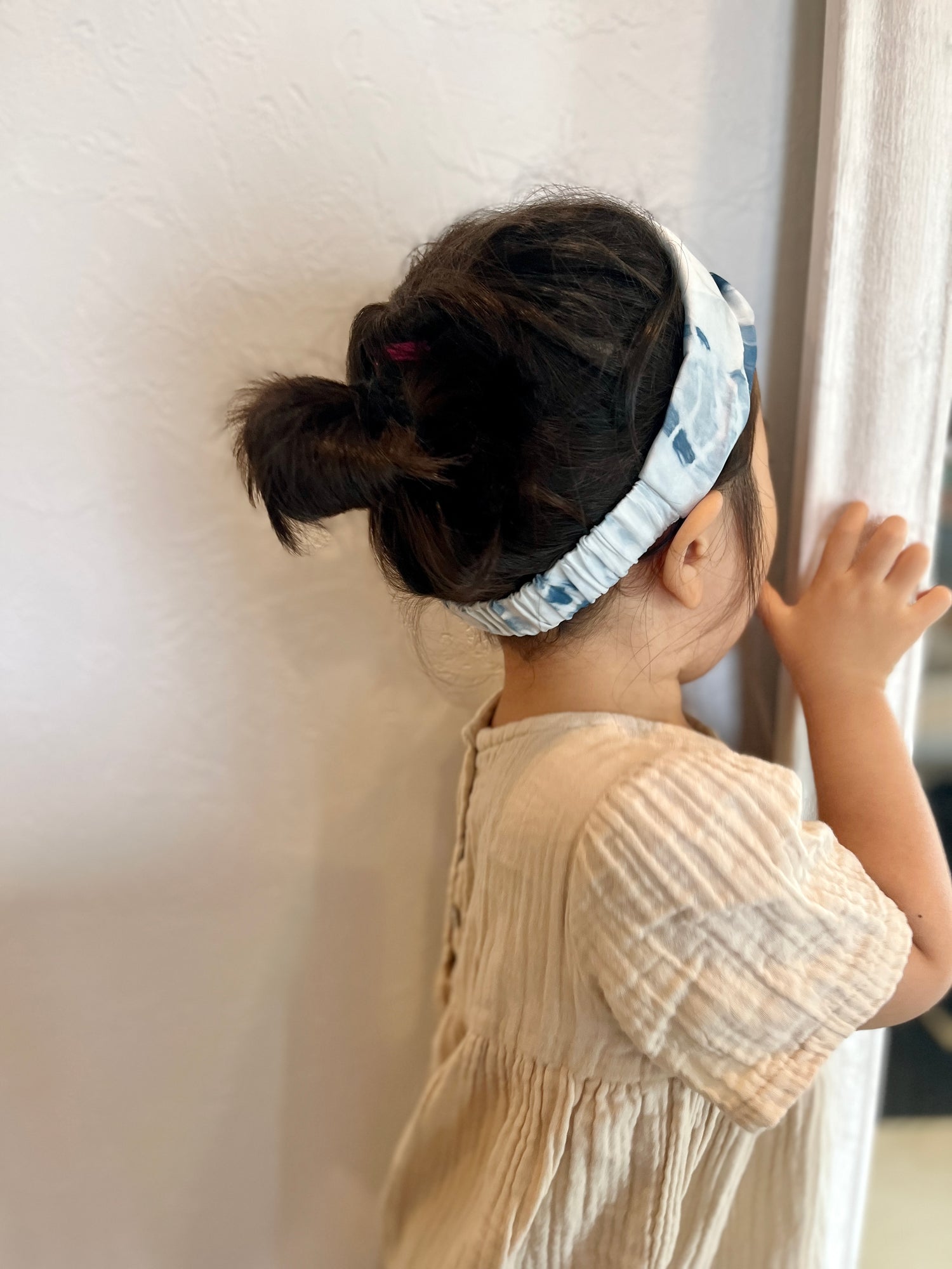 ボタニカルダイ クロスヘアバンド キッズ 藍染め【ヴィーガンシルク】