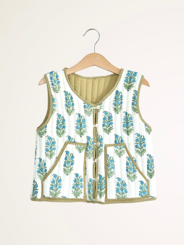 Kids 리버시블 퀼팅 베스트 그린