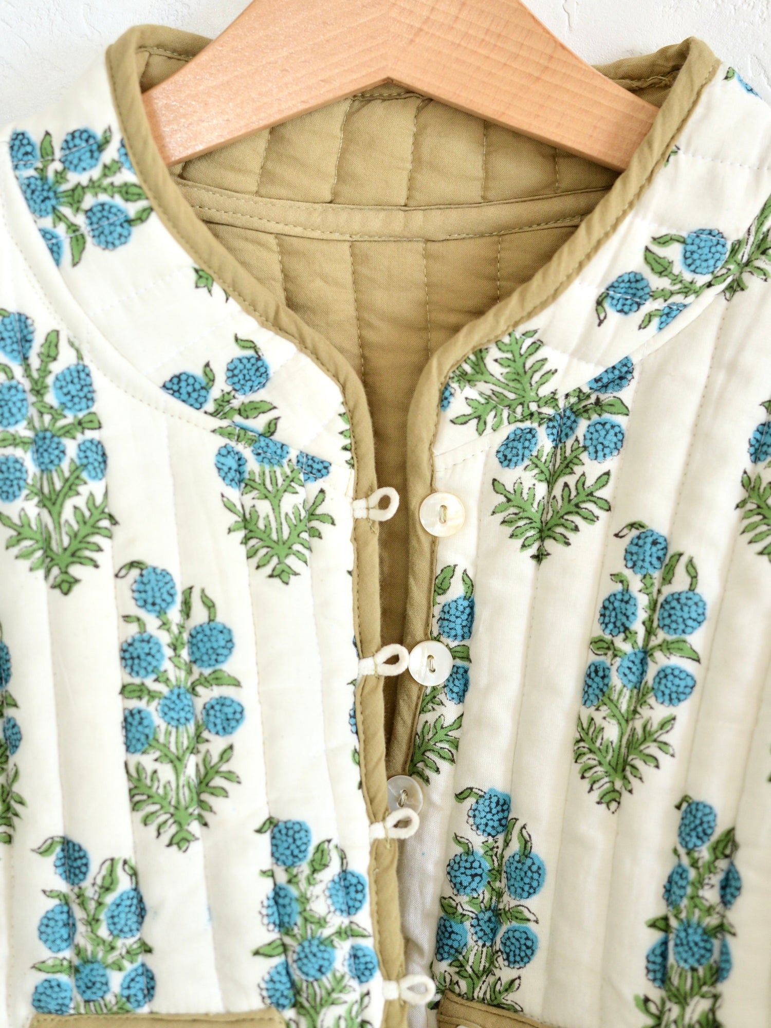 Kids 리버시블 퀼팅 재킷 그린