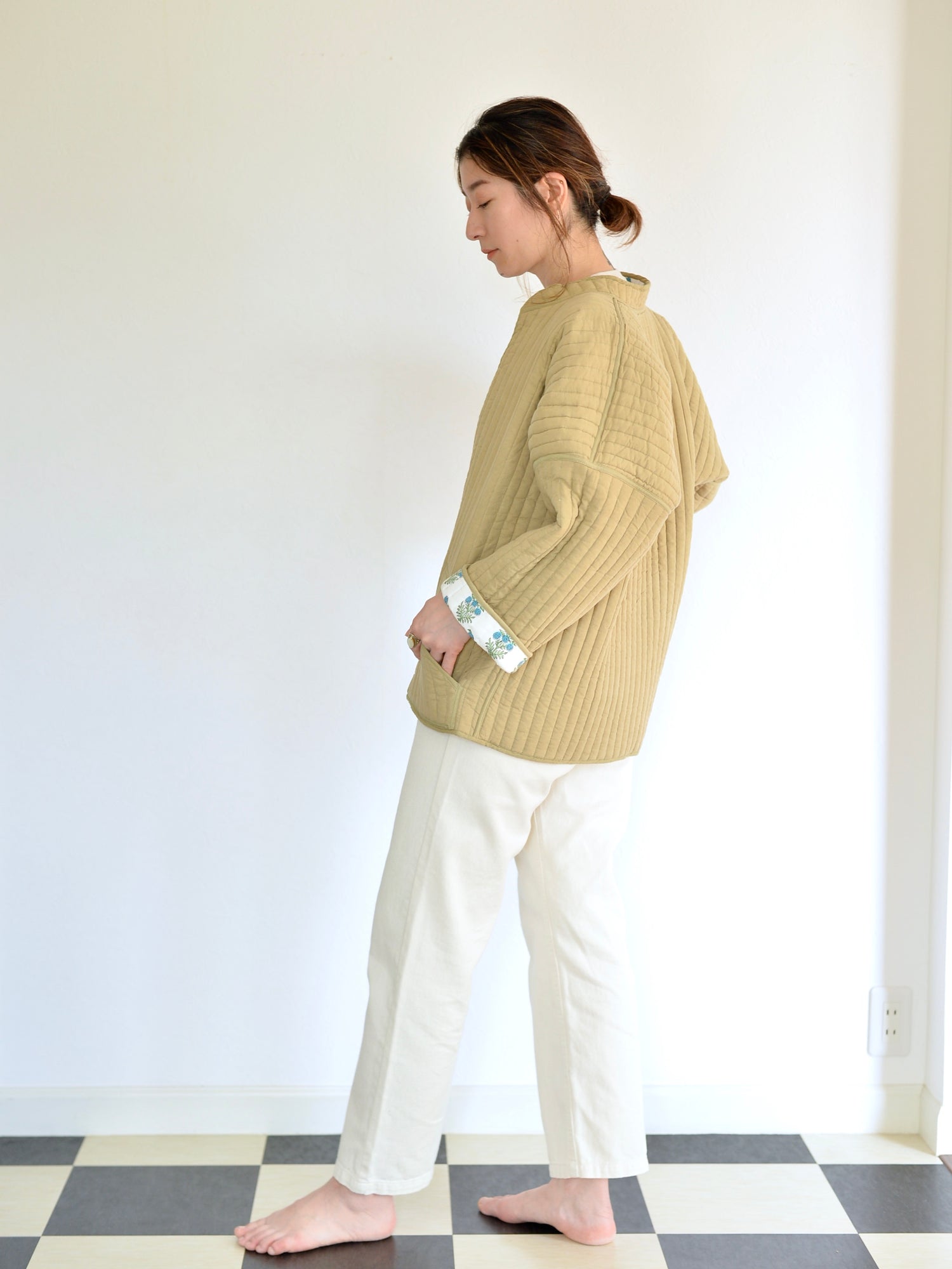 リバーシブル キルティング ジャケット グリーン