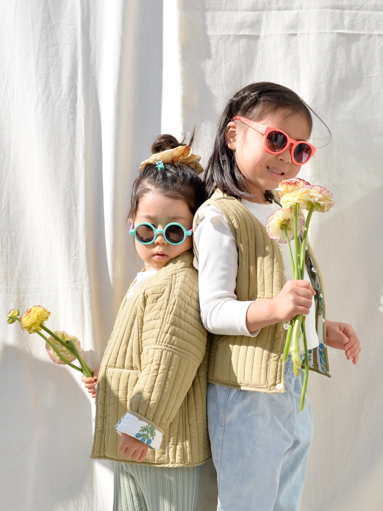 Kids 리버시블 퀼팅 재킷 그린