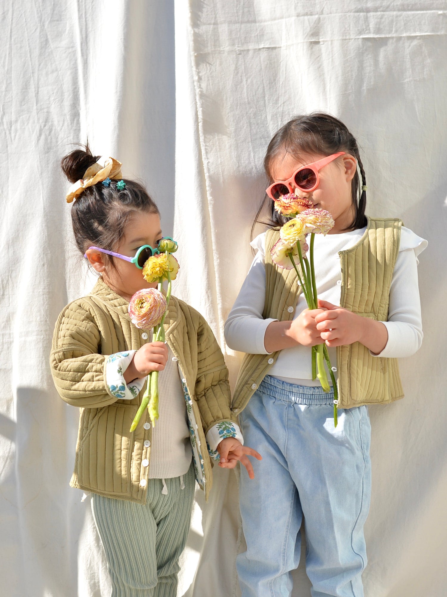 Kids 리버시블 퀼팅 베스트 그린