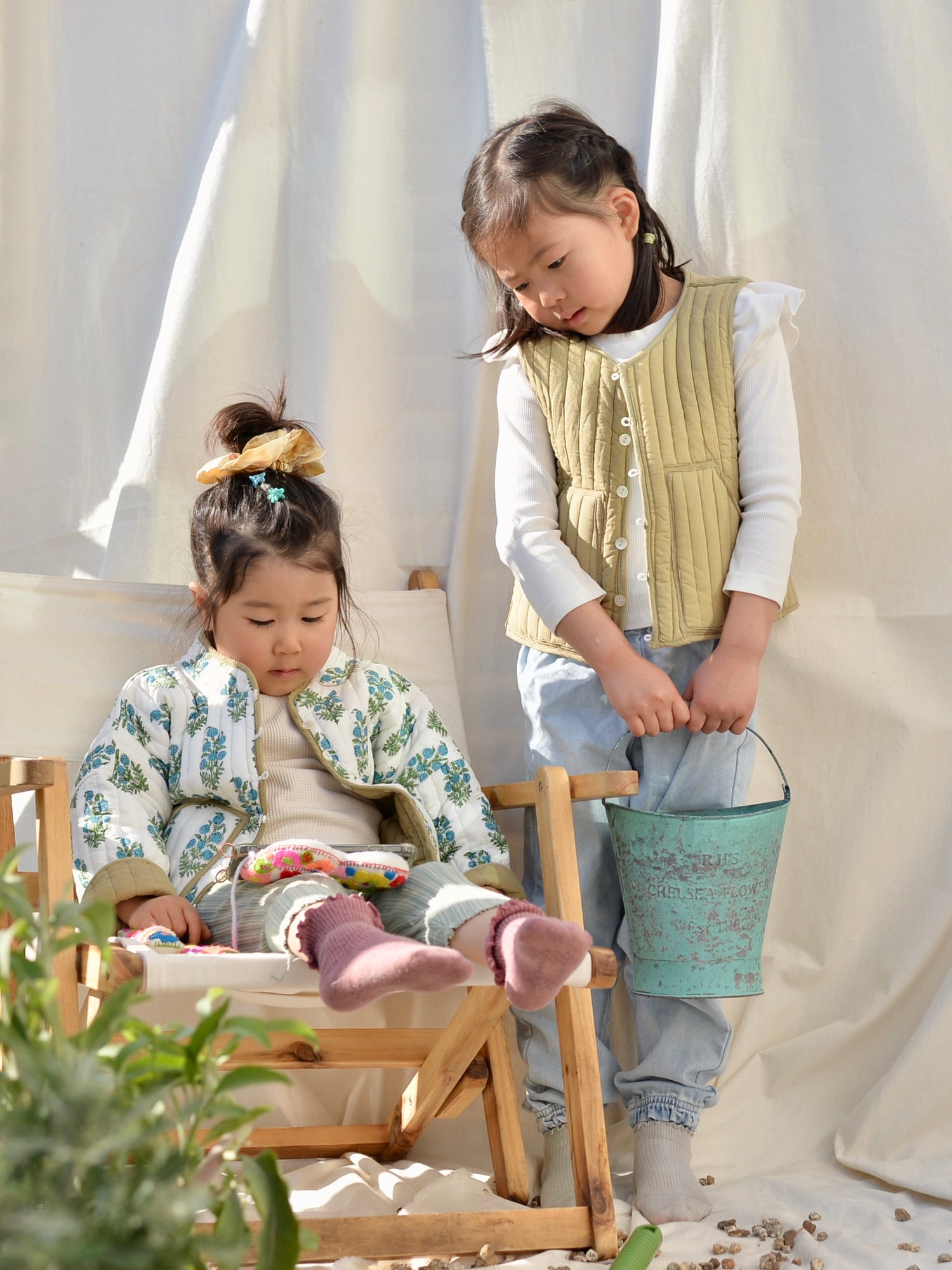 Kids 리버시블 퀼팅 재킷 그린