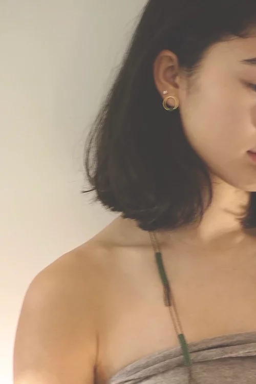 황동 구슬 원형 귀걸이