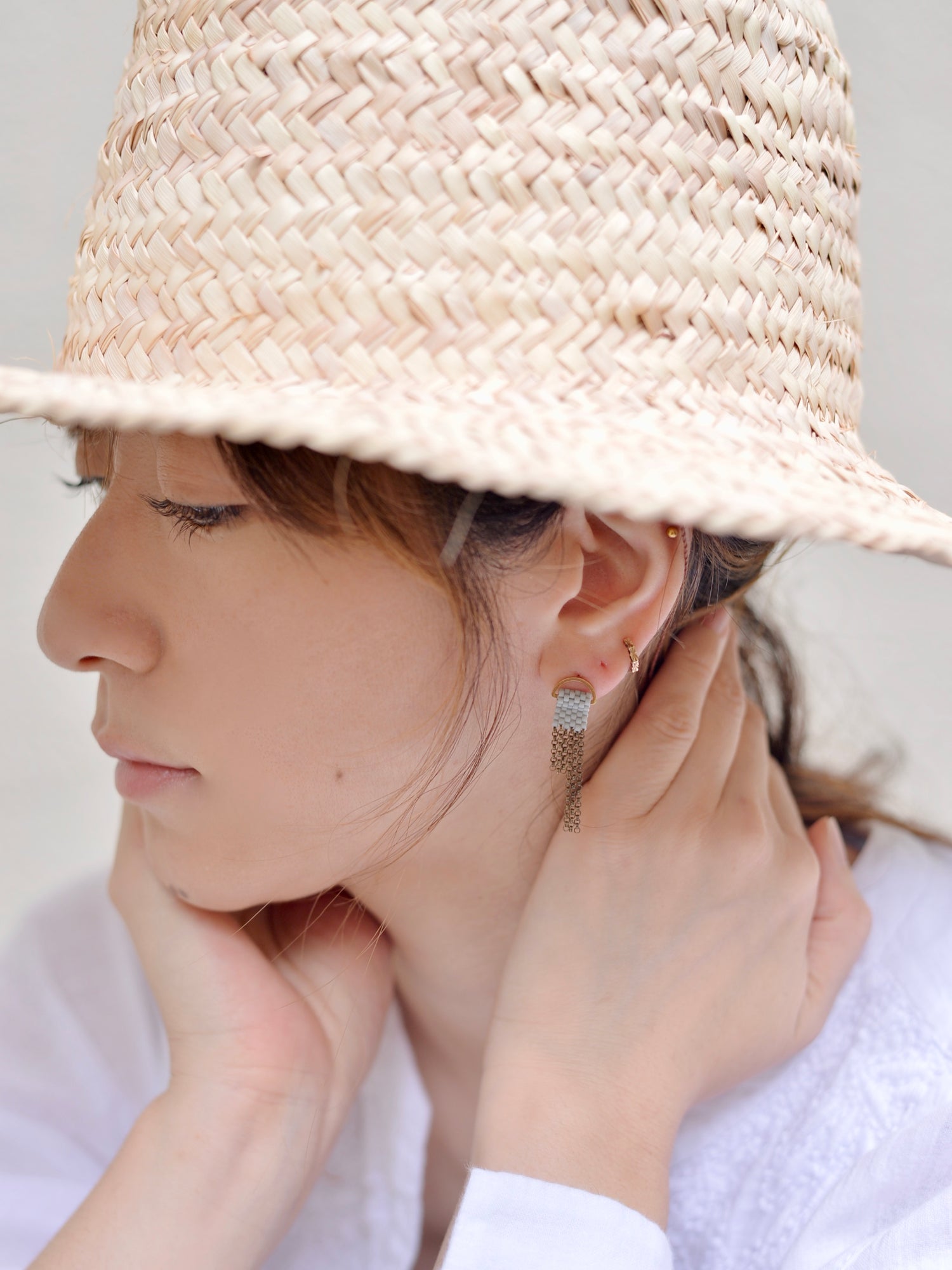 真鍮ビーズ チェーンピアス