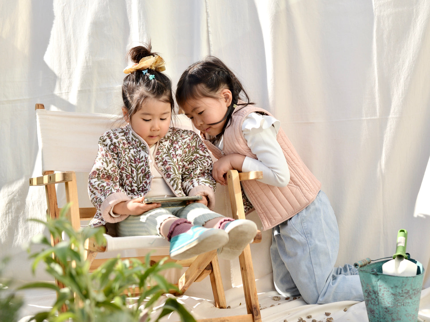 Kids 뒤집을 수 있는 퀼팅 재킷 핑크